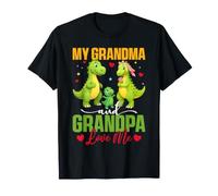 Mi Abuela y mi Abuelo me aman Feliz Día de los Abuelos Dinosaurio Camiseta