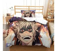 Mi Academia Héroe Edredón Impreso En 3D con Funda De Almohada Katsuki Bakugo Juego De 3 Piezas De Ropa De Cama con Cremallera Oculta Microfibra Muy Suave Single(135x200cm)