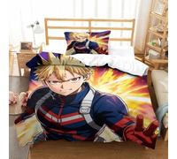 Mi Academia Héroe Edredón Impreso En 3D con Funda De Almohada Katsuki Bakugo Juego De 3 Piezas De Ropa De Cama con Cremallera Oculta Microfibra Muy Suave Single(135x200cm)