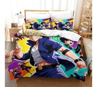 Mi Academia Héroe Edredón Impreso En 3D con Funda De Almohada Katsuki Bakugo Juego De 3 Piezas De Ropa De Cama con Cremallera Oculta Microfibra Muy Suave Double(200x200cm)