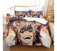 Mi Academia Héroe Ropa De Cama De 3 Piezas con Edredón Impreso En 3D Katsuki Bakugo Funda De Almohada Y Cremallera Oculta Dormitorios Juveniles Super King(260x220cm)