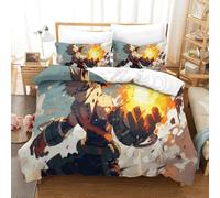 Mi Academia Héroe Ropa De Cama De 3 Piezas con Edredón Impreso En 3D Katsuki Bakugo Funda De Almohada Y Cremallera Oculta Ideal para Dormitorios Infantiles Double(200x200cm)