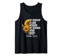 Mi adoración es Fuerte Porque mis heridas Eran Profundas Salmo 147:3 Camiseta sin Mangas