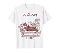Mi Alma Gemela es un Amante de los Libros de Lectura de Gatos de la Biblioteca Camiseta