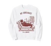 Mi Alma Gemela es un Amante de los Libros de Lectura de Gatos de la Biblioteca Sudadera