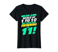Mi Amor por la natación es 11 - Nadador Divertido Camiseta gráfica económica, Mujer, Negro, S