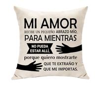 Mi Amor Recibe Un Pequeño Abrazo Mío Porque Quiero Mostrarte Que Te Extraño y Que Me Importas Funda de Cojín Regalo para Pareja Esposa Marido Cumpleaños San Valentín Navidad Decoración (Mi Amor)