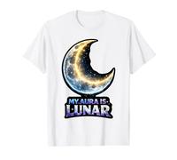 Mi Aura es Luna Creciente Lunar Camiseta gráfica económica, Hombre, Blanco, M