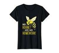 Mi avispón se comió mis Deberes, Divertida Escuela de Insectos y Avispas Camiseta gráfica económica, Mujer, Negro, XS