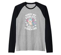 ¡Mi Axolotl se comió mi Tarea! Axolotl Whisperer Kawaii Camiseta Manga Raglan