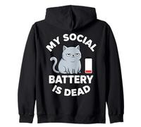 Mi batería Social está Muerta Gato Divertido introvertidos Sudadera con Capucha