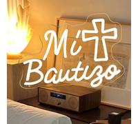 Mi Bautizo - Letrero de neón para decoración de pared de bautizo, 14.2 x 10 pulgadas, letrero de Mi Bautizo perfecto para decoración de cumpleaños infantiles, habitación, fiesta, dormitorio, jardín,