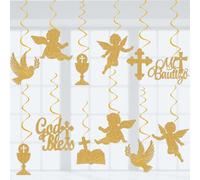 Mi Bautizo - Serpentinas para fiesta, 24 espirales colgantes, decoración de techo, decoración de techo, suministros para baby shower, decoración de fiesta de cumpleaños, montado y listo para usar