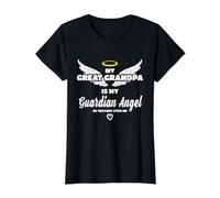 Mi bisabuelo mi ángel me mira en Memoria Camiseta gráfica económica, Mujer, Negro, S