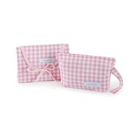 Mi bollito - Cambiador plegable portátil de bebé + neceser pañalera de algodón vichi. Fabricado en España. (Rosa, Pack cambiador y neceser)