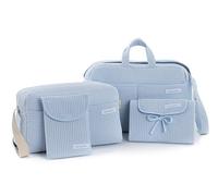 mi bollito - Pack Esencial para Mamás, Papás y Bebés: Bolsa de maternidad, bolso de paseo, cambiador portátil y organizador de pañales y toallitas. Fabricado en España. (Azul claro)