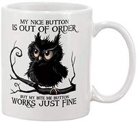 Mi Botón Bueno Está Fuera De Servicio. Mi Botón Muérdeme Funciona Perfectamente. Búho. Tazas Con Asa Taza De Café Cerámica Taza Para Capuchino Amigo Zumo 330Ml