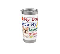 Mi Bulldog Francés Comió Mi Lección Planes Divertido Papá Mamá Maestra Vaso térmico de acero inoxidable de doble pared