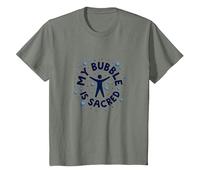 Mi Burbuja Es Sagrada No Amigable No Toque Introvertido Camiseta, Niños, Verde Militar Jaspeado, 6 años