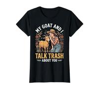 Mi Cabra y yo hablamos Basura de ti Camiseta gráfica económica, Mujer, Negro, S