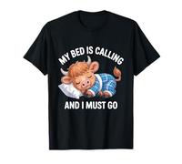 Mi Cama está Llamando y Debo IR Scottish Highland Cow Camiseta