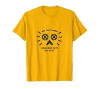 Mi Cara Cuando Alguien Dice Que no Hay WiFi Humor tecnológico Divertido Camiseta, Hombre, Dorado Brillante, S