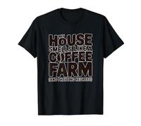 Mi casa huele a finca de café Divertidos Amantes de la cafeína Camiseta gráfica económica, Hombre, Negro, L