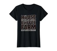 Mi casa huele a finca de café Divertidos Amantes de la cafeína Camiseta gráfica económica, Mujer, Negro, L