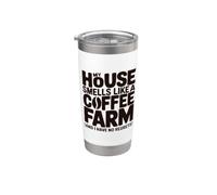 Mi casa huele a finca de café Divertidos amantes de la cafeína Vaso térmico de acero inoxidable de doble pared