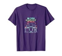 Mi Casa, Mi Gaming Setup, Mis Reglas | Lema Gamer NeÛn Camiseta, Hombre, Morado, S