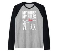 Mi Casa Mis Normas Papá Humor Divertido Camiseta Manga Raglan