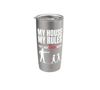 Mi Casa Mis Normas Papá Humor Divertido Vaso térmico de acero inoxidable de doble pared