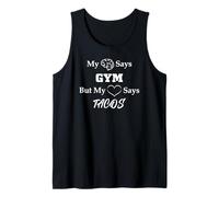 Mi cerebro dice gimnasio pero mi corazón dice tacos entrenamiento divertido Camiseta sin Mangas