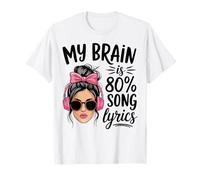 Mi Cerebro es 80% Letras de Canciones Divertido Vintage Music Lover Life Camiseta