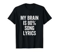Mi Cerebro es 80% Porcentaje Letras de Canciones Amante de la música Divertida Camiseta gráfica económica, Hombre, Negro, M