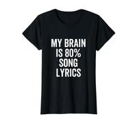 Mi Cerebro es 80% Porcentaje Letras de Canciones Amante de la música Divertida Camiseta gráfica económica, Mujer, Negro, XS