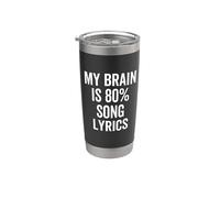 Mi cerebro es 80% Porcentaje Letras de canciones Amante de la música divertida Vaso térmico de acero inoxidable de doble pared