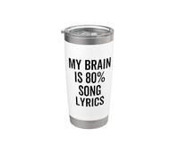 Mi cerebro es 80% Porcentaje Letras de canciones Amante de la música divertida Vaso térmico de acero inoxidable de doble pared