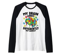 Mi Cerebro Funciona de Manera Diferente Goteo de Conciencia sobre el Autismo Camiseta Manga Raglan