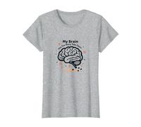 Mi Cerebro Tiene demasiadas pestañas Abiertas Camiseta, Mujer, Gris Jaspeado, M