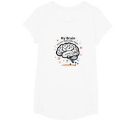 Mi Cerebro Tiene demasiadas pestañas Abiertas Camiseta, Niñas, Blanco, Mediano