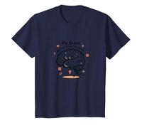 Mi Cerebro Tiene demasiadas pestañas Abiertas Camiseta, Niños, Azul Marino, 12 años