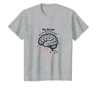 Mi Cerebro Tiene demasiadas pestañas Abiertas Camiseta, Niños, Gris Jaspeado, 12 años
