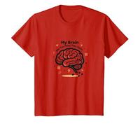 Mi Cerebro Tiene demasiadas pestañas Abiertas Camiseta, Niños, Rojo, 6 años