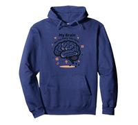 Mi Cerebro Tiene demasiadas pestañas Abiertas Sudadera con Capucha, Unisex para Adultos, Azul Marino, M