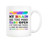 “Mi Cerebro Tiene Demasiadas Pestañas Abiertas” Taza Con Asa Taza De Café Cerámica Tazas Para Leche Cacao Capuchino 330Ml