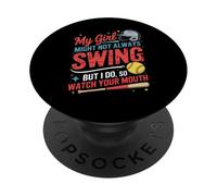 Mi chica podría no siempre balancearse, pero broma divertida de papá de softbol PopSockets PopGrip Adhesivo