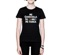 Mi Chinchilla Se Comió Mi Tarea Negro Mujer Camiseta Black Women's T-Shirt tee