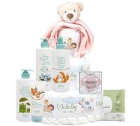 Mi Chupete Personalizado - Tarta de Pañales Ecológicos Talla 2 con Dou Dou Sonajero y Set de Cremas, Regalo Original para Bebé (Rosa)