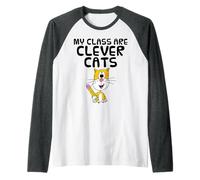 Mi clase son gatos inteligentes, profesor, regreso a clases Camiseta Manga Raglan